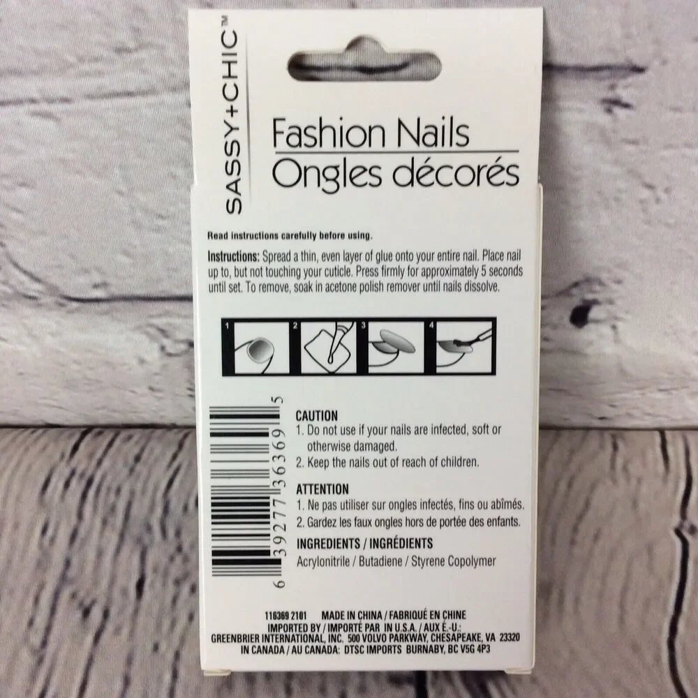 Sassy+Chic Glue-on Nails 2 Sets 24 pcs Glue NOT Included Geometric Multicolored